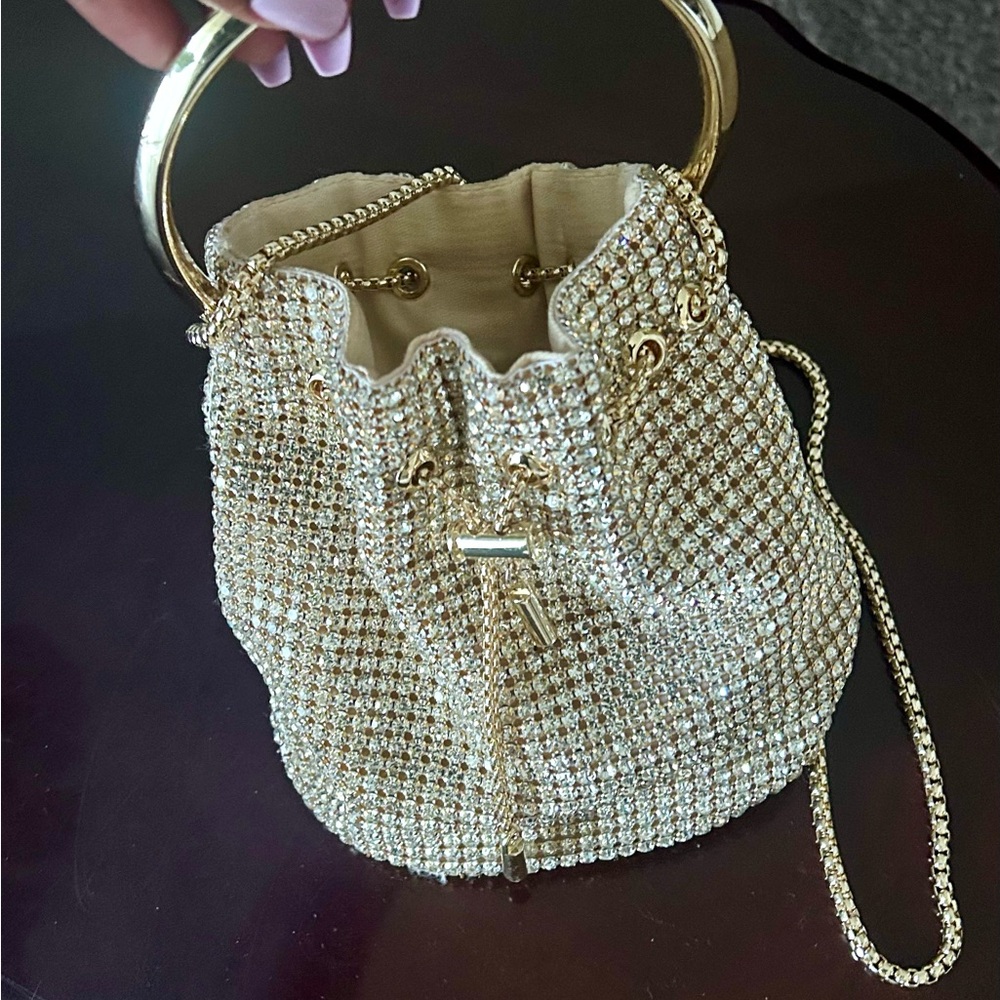 Madison West Gold Beaded Mini Bag